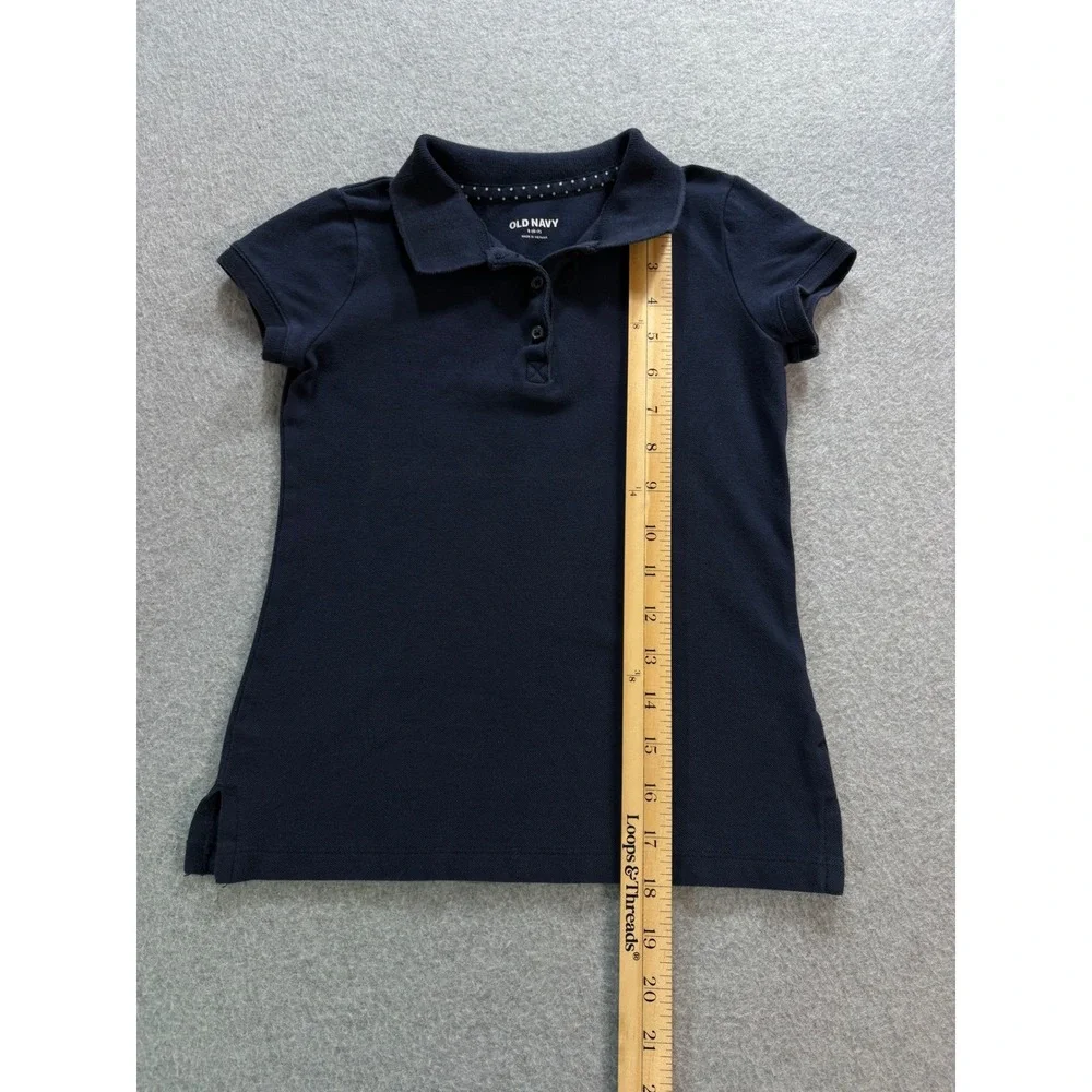 Old Navy Kids Navy Blue Short Sleeve Pique Polo Shirt Size S 6-7 School Uniform